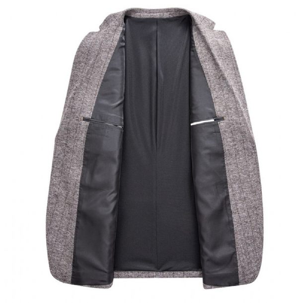 Blazer Sport Manteau Homme Tricot Laine Slim Casual Deux Boutons - Kaki