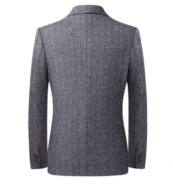 Blazer Sport Manteau Homme Tricot Laine Slim Casual Deux Boutons - Gris