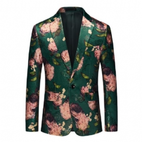 Blazer Sport Manteau Jacquard Un Bouton Col Plat Poches À Rabat Motif Fleur