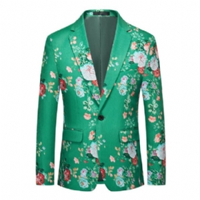 Blazer Sport Manteau Mince Pour Homme Motif Floral 3d Rose Un Bouton Col Plat Poches À Rabat