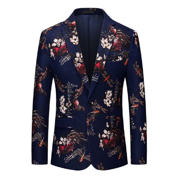 Blazer Sport Manteau Slim Pour Homme Motif Floral Botanique Un Bouton