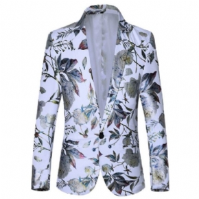 Blazer Sport Manteau Slim Plante Fleur Motif Un Boutons Pour Homme