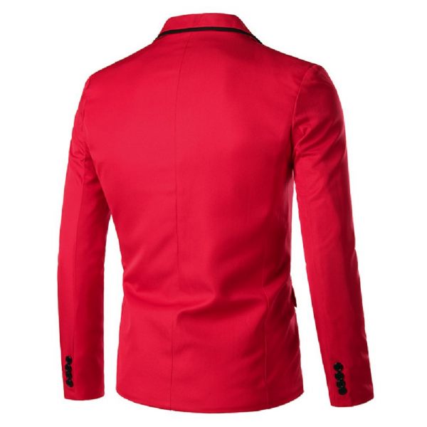 Blazer Sport Manteau Slim Un Bouton Col Plat Poches À Rabat - Rouge