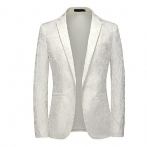 Blazer Sport À Un Bouton Pour Hommes Manteau Motif Floral Couleur Unie Col Plat Poche Intégrée