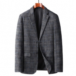 Blazer Surdimensionné Pour Hommes Manteau Sport Décontracté Ample À Carreaux Veste Surpoids Deux Boutons