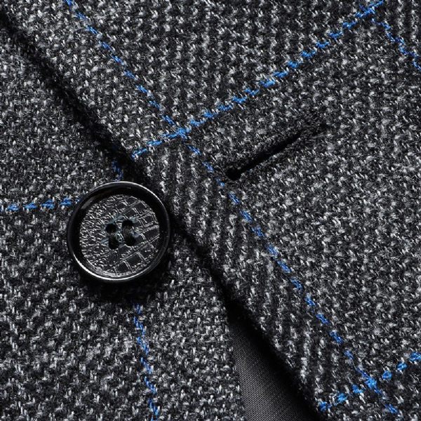 Blazer Surdimensionné Pour Hommes Manteau Sport Décontracté Ample À Carreaux Veste Surpoids Deux Boutons - Gris