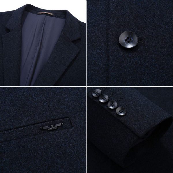 Blazer Surdimensionné Pour Hommes Manteau Sport Décontracté Business Moderne Deux Boutons Revers - Bleu Foncé