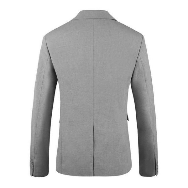 Blazer Surdimensionné Pour Hommes Manteau Sport Simple Boutonnage Deux Boutons Couleur Unie Rabat Poche Montée Col Plat - Gris