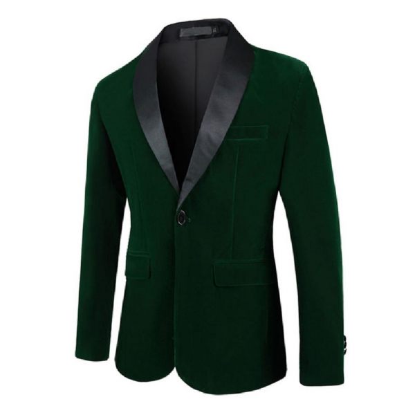 Blazer Surdimensionné Pour Hommes Manteau Sport Un Bouton Châle Velours Côtelé Poches À Rabat - Vert
