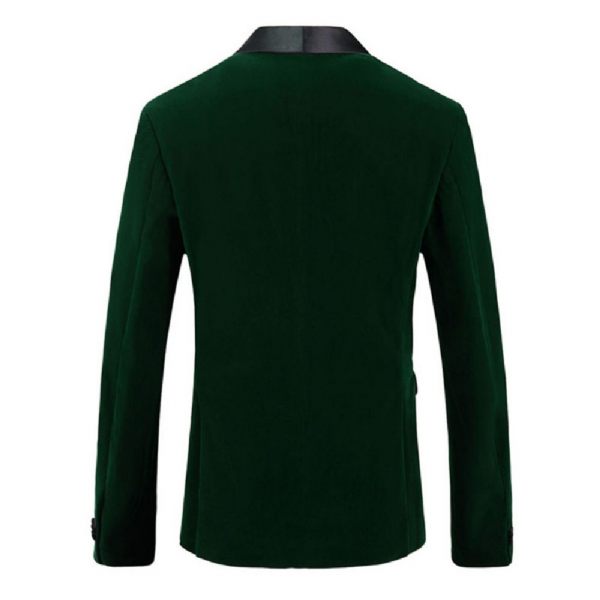 Blazer Surdimensionné Pour Hommes Manteau Sport Un Bouton Châle Velours Côtelé Poches À Rabat - Vert