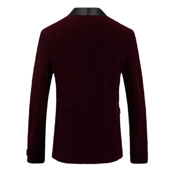 Blazer Surdimensionné Pour Hommes Manteau Sport Un Bouton Châle Velours Côtelé Poches À Rabat - Rouge