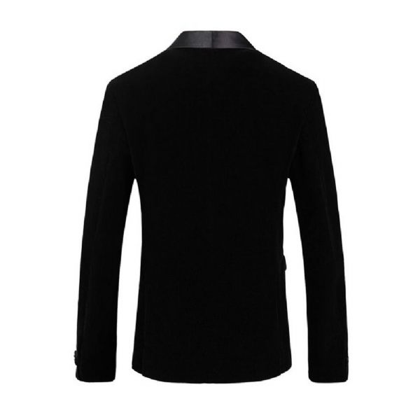 Blazer Surdimensionné Pour Hommes Manteau Sport Un Bouton Châle Velours Côtelé Poches À Rabat - Noir