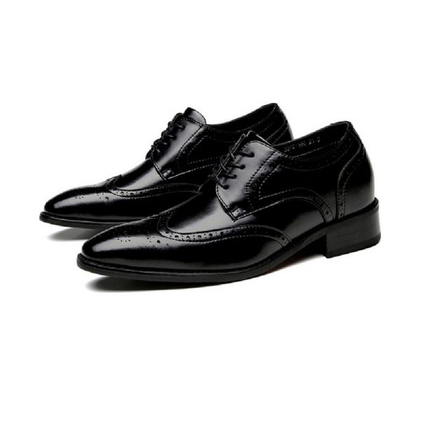 Chaussures Brogue Formelles Pour Hommes Cuir Vache À Bout Ciselé - Noir