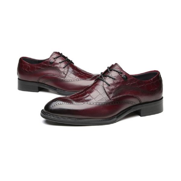 Chaussures Derby Formelles Pour Hommes Cuir Vache Sculpté À 3 Œillets - Brun