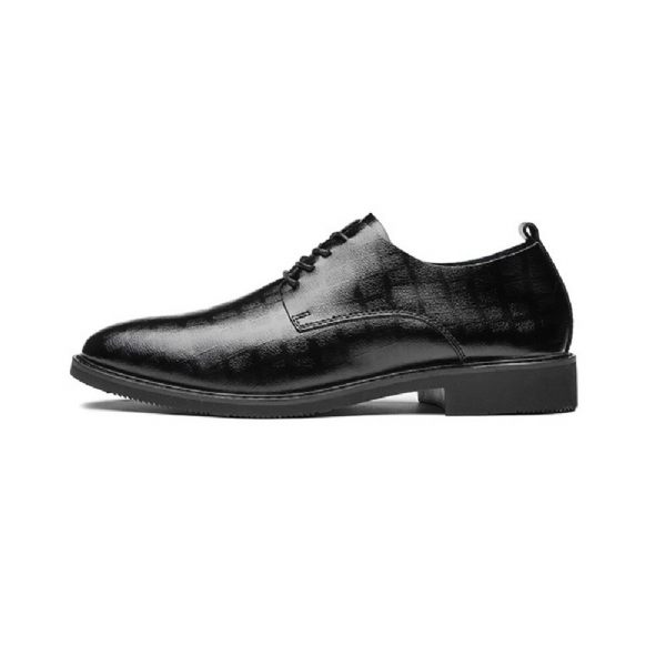 Chaussures Derby Formelles Pour Hommes Gaufrage Cuir Vache À 4 Œillets - Noir