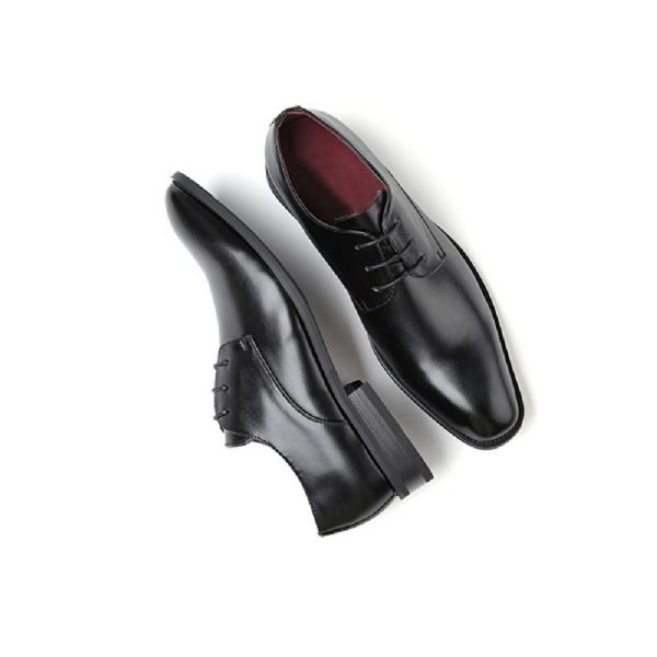 Chaussures Derby Formelles Pour Hommes À Lacets Cuir Vache Bout Pointu - Noir