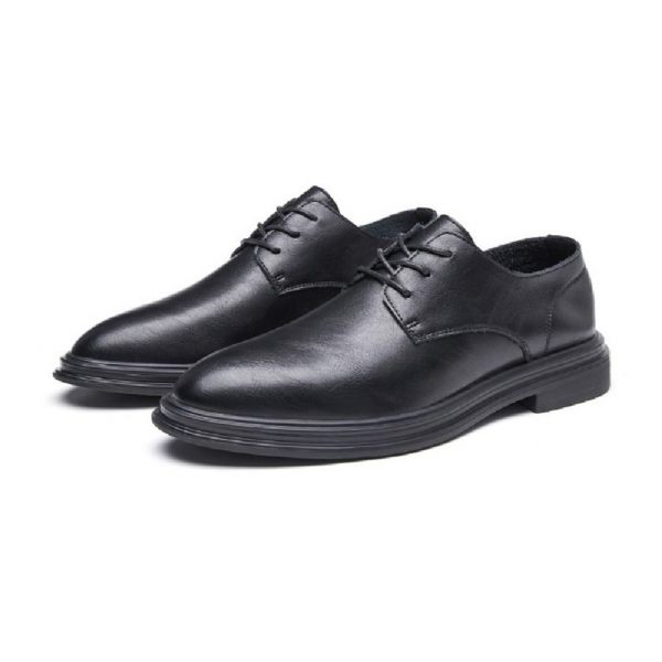 Chaussures Formelles Pour Hommes Derby Bout Pointu Cuir Vache À Lacets 3 Œillets