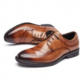 Chaussures Formelles Pour Hommes Derby Faites À La Main Cuir Vache Semelle Souple Respirant 3 Œillets