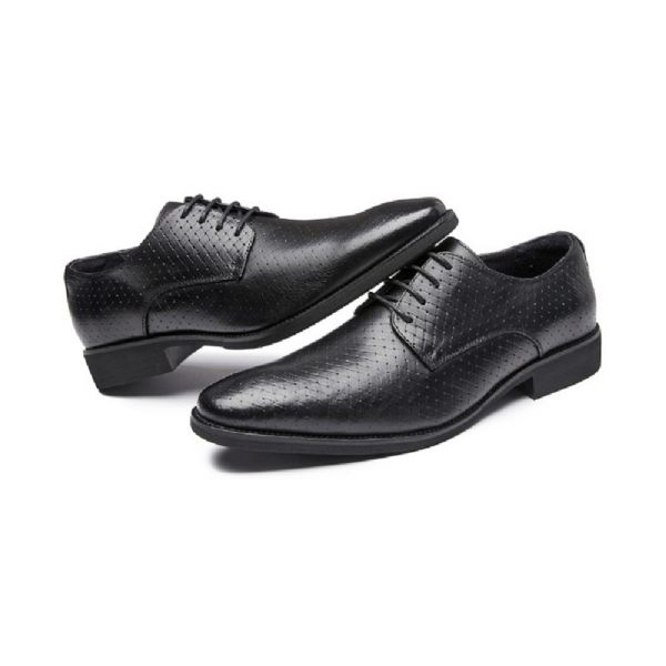 Chaussures Formelles Pour Hommes Derby Respirantes À Lacets Cuir Vache Faites La Main - Noir