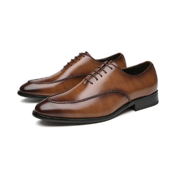 Chaussures Formelles Pour Hommes Oxford Business Moderne Rétro Bout Ciselé - Brun