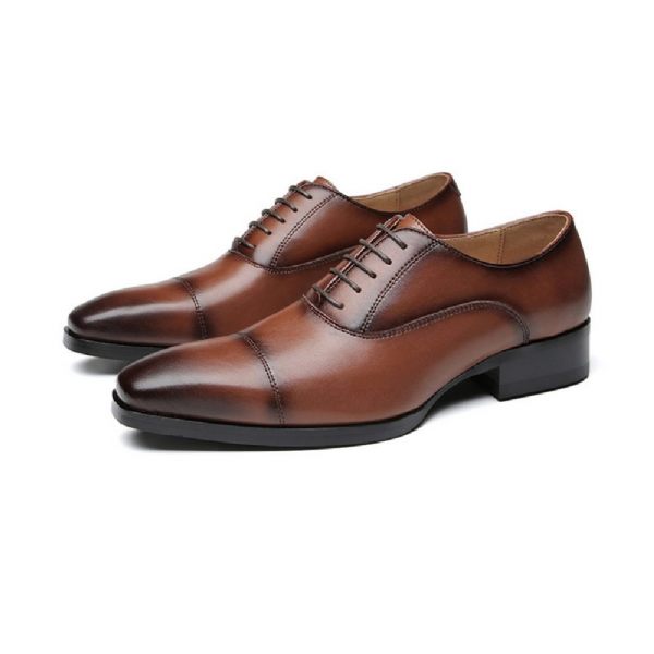 Chaussures Formelles Pour Hommes Oxford Cap Toe Cuir - Brun
