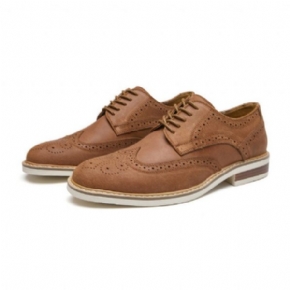 Chaussures Habillées Pour Hommes Brogue Daim Cuir Vache Derby Rétro Bout Rond