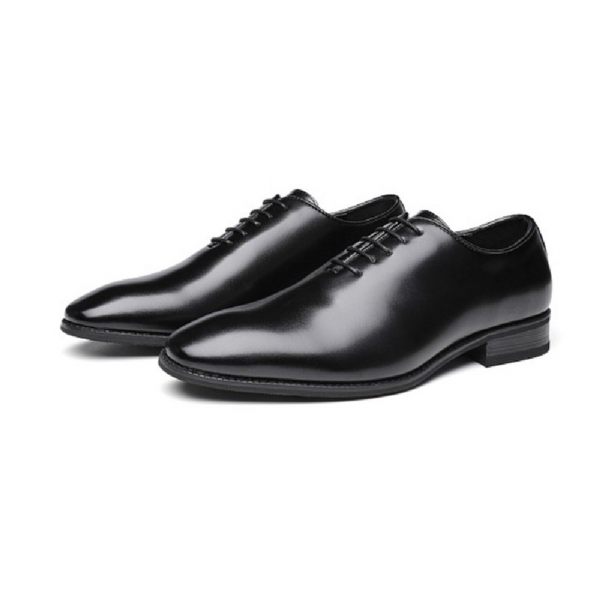 Chaussures Habillées Pour Hommes Oxford Cuir Vache À Lacets Et Bout Pointu - Noir