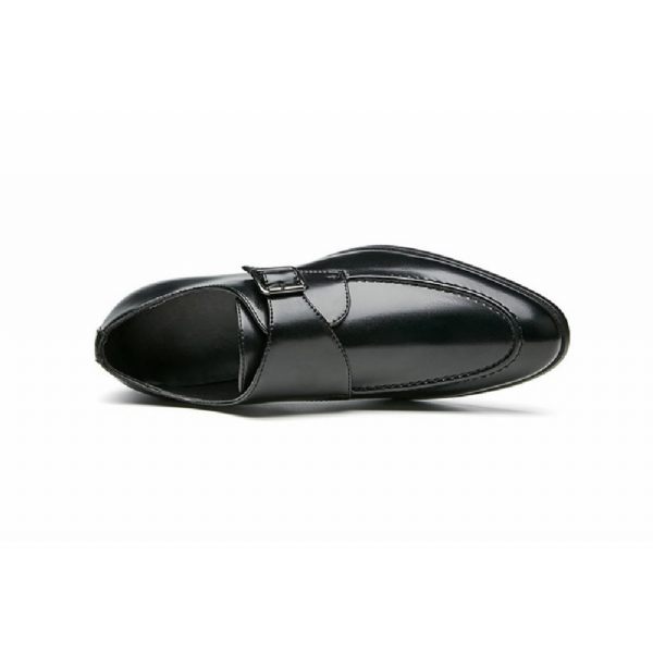 Chaussures Moine Pour Hommes Formelles Boucle Cuir Microfibre Bout Pointu - Noir