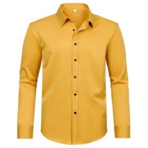 Chemise Habillée Pour Hommes À Manches Longues Couleur Unie Élastique Affaires Moderne Grande Taille