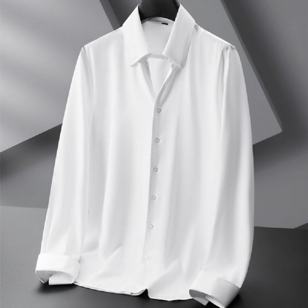 Chemise Homme France Manches Longues Couleur Unie Grandes Tailles - Blanc