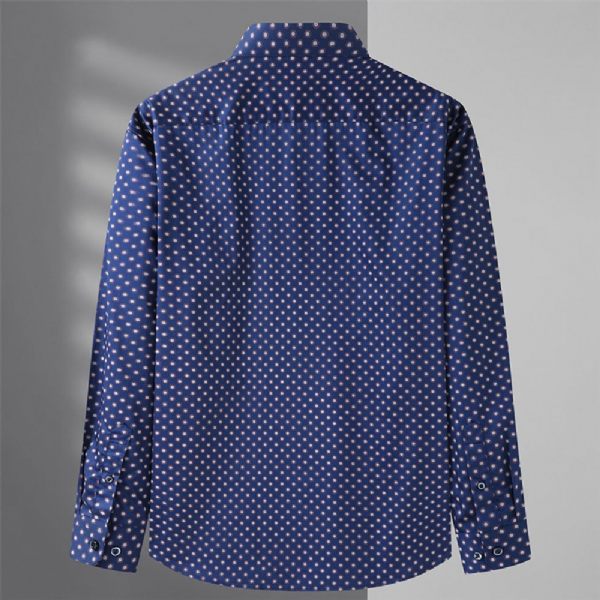 Chemise Homme Motif À Pois Manches Longues Ample - Bleu