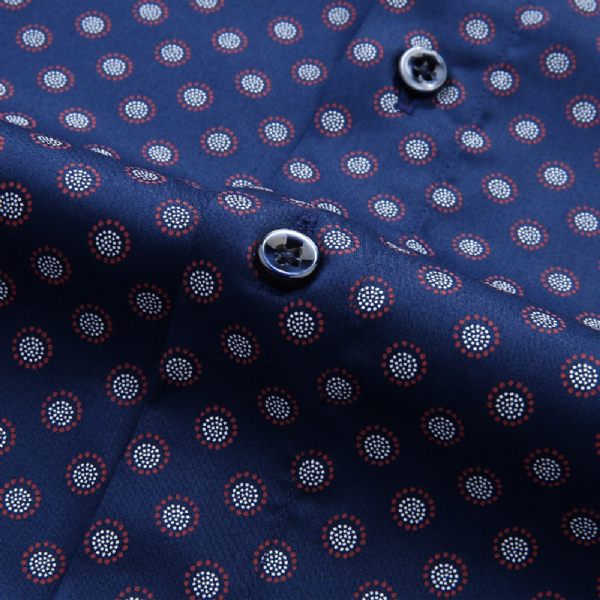 Chemise Homme Motif À Pois Manches Longues Ample - Bleu