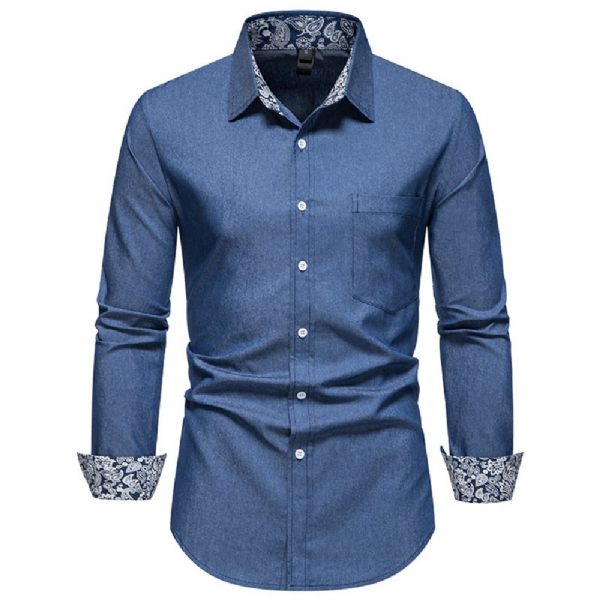 Chemise Jean À Manches Longues Pour Hommes