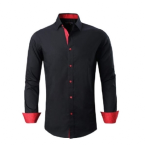 Chemise À Revers Pour Hommes Manches Longues Bloc Couleur Maillot Corps