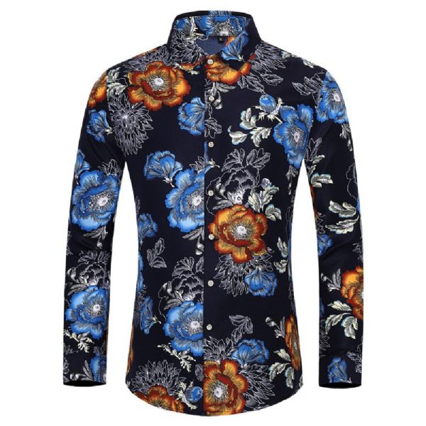 Chemise Surdimensionnée Pour Hommes Motif Floral À La Mode Manches Longues