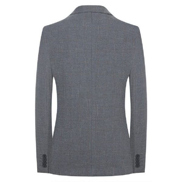 Costume 2 Pièces Pour Homme Couleur Unie Simple Boutonnage Deux Boutons Fentes Doubles Latérales Élégant - Gris