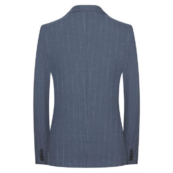 Costume 2 Pièces Pour Homme Couleur Unie Simple Boutonnage Deux Boutons Fentes Doubles Latérales Élégant - Bleu