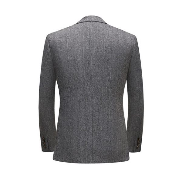 Costume 2 Pièces Homme Laine Épais Slim Deux Boutons - Gris