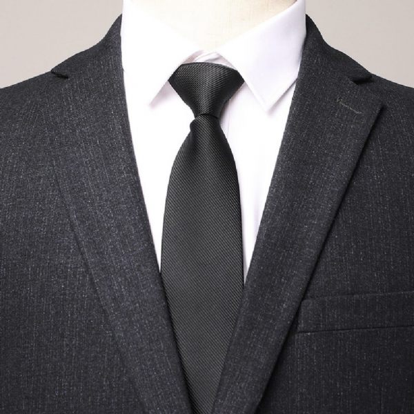 Costume 2 Pièces Homme Tissu Laine Motif Rayure Automne / Hiver Mince Deux Boutons - Noir / Gris