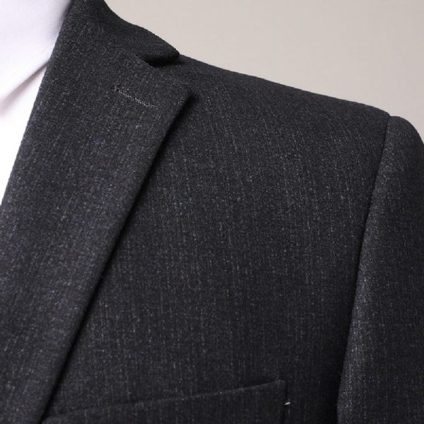 Costume 2 Pièces Homme Tissu Laine Motif Rayure Automne / Hiver Mince Deux Boutons - Noir / Gris