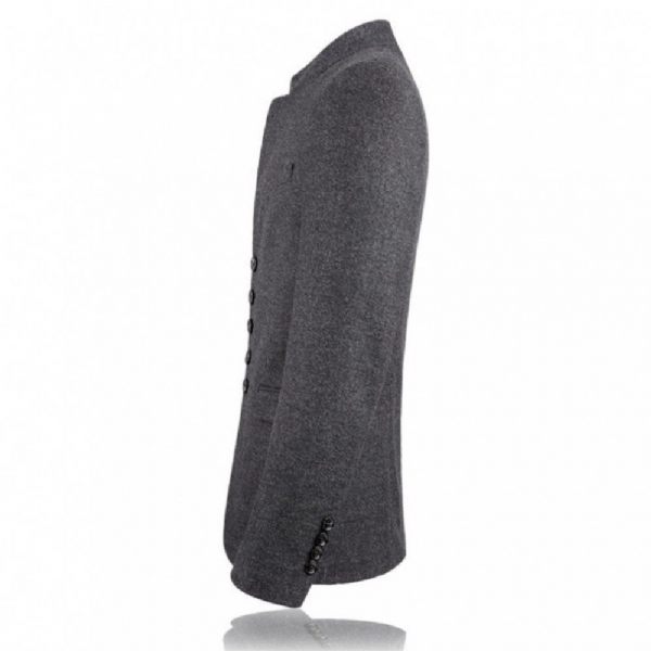 Costume 2 Pièces Homme Tunique Chinoise Col Montant Tendance Automne/hiver - Gris