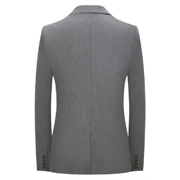 Costume 2 Pièces Pour Homme Un Bouton Elégant Couleur Unie - Gris