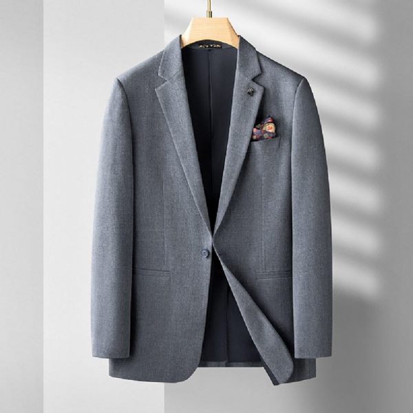 Costume 2 Pièces Pour Hommes Ample Avec Un Bouton Vêtements Formels Modernes Couleur Unie Grande Taille - Gris
