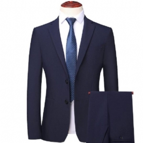 Costume 2 Pièces Pour Hommes Mode Confortable Couleur Unie Mince Deux Boutons Laine Facile D'entretien