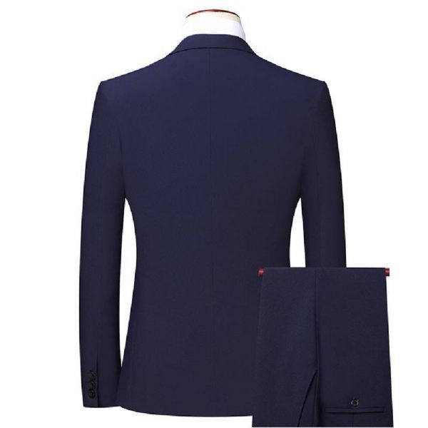 Costume 2 Pièces Pour Hommes Mode Confortable Couleur Unie Mince Deux Boutons Laine Facile D'entretien - Bleu