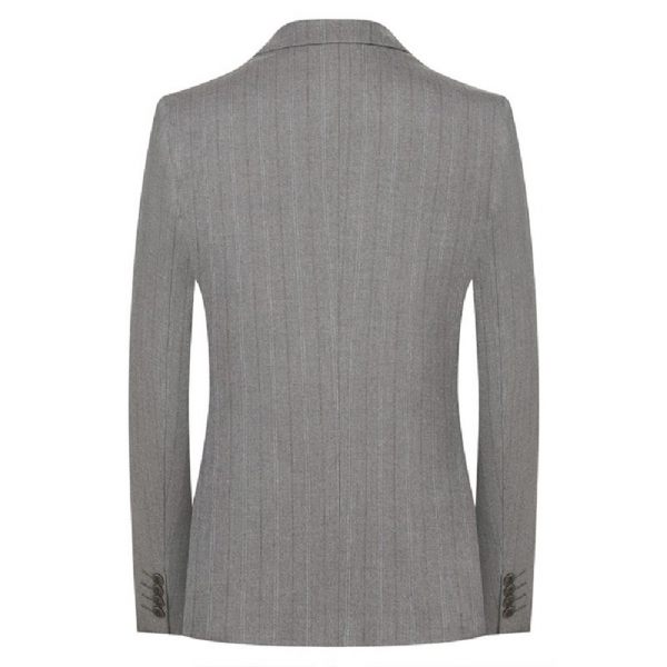 Costume 2 Pièces Pour Hommes Robe Mariée À Rayures Simple Boutonnage Un Bouton - Gris