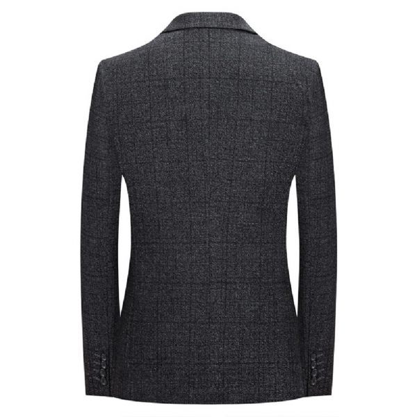 Costume 2 Pièces Pour Hommes Robe Mariée Tissu Élastique À Carreaux Business Moderne - Gris