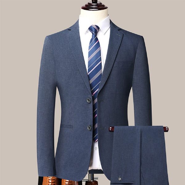 Costume 2 Pièces Pour Hommes Slim Business Vêtements Formels Modernes Robe Mariée Deux Boutons - Bleu