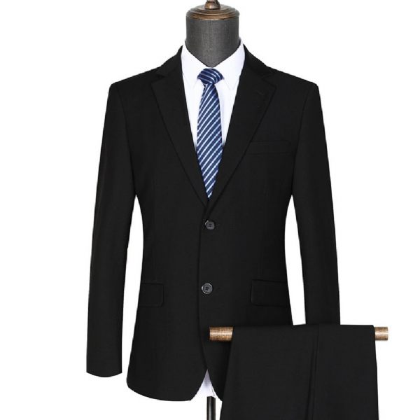 Costume 2 Pièces Pour Hommes Tissu Laine Deux Boutons Couleur Unie Robe Formelle Ample Facile D'entretien Mariage