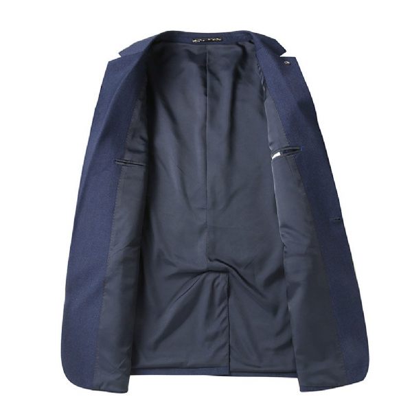 Costume 2 Pièces Pour Hommes Vêtements Formels Mariage Slim Élastique Un Bouton - Bleu